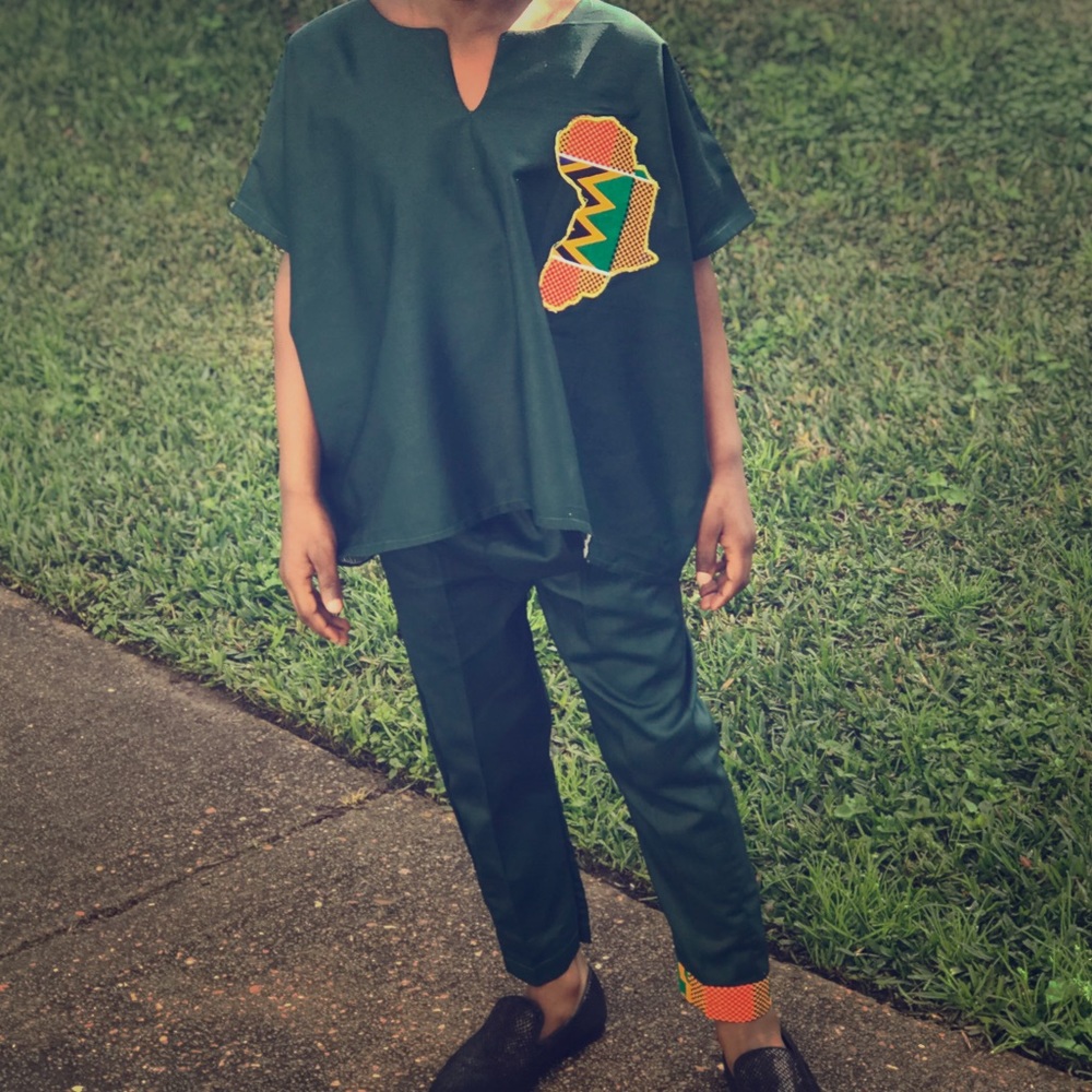 Custom made pant set Repping Africa. Worn once